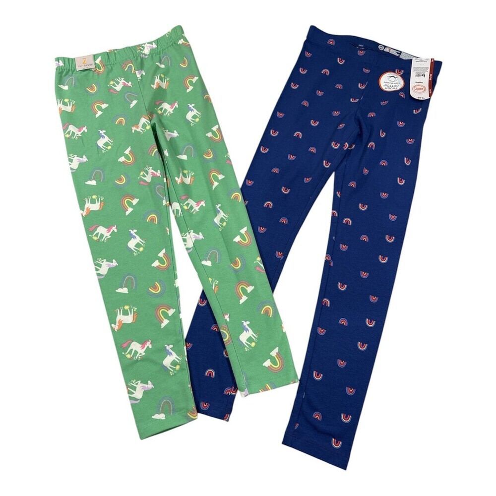 Two Pair Girls Leggings Unicorn/ Rainbow Pattern Size 7